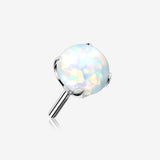 14 Karat White Gold OneFit Threadless Prong Set Fire Opal Top Part-White Opal