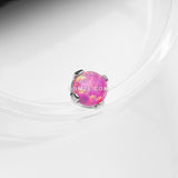 Detail View 1 of 14 Karat White Gold OneFit Threadless Prong Set Fire Opal Top Part-Pink Opal