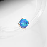 Detail View 1 of 14 Karat Gold OneFit Threadless Prong Set Fire Opal Top Part-Blue Opal