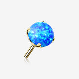 14 Karat Gold OneFit Threadless Prong Set Fire Opal Top Part-Blue Opal