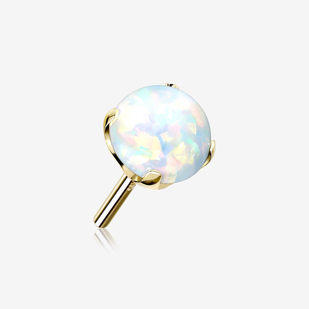 14 Karat Gold OneFit‚Ñ¢ Threadless Prong Set Fire Opal Top Part-White Opal