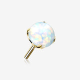 14 Karat Gold OneFit Threadless Prong Set Fire Opal Top Part-White Opal