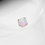 Detail View 1 of 14 Karat Gold OneFit Threadless Prong Set Fire Opal Top Part-White Opal