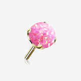 14 Karat Gold OneFit Threadless Prong Set Fire Opal Top Part-Pink Opal
