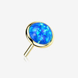 14 Karat Gold OneFit Threadless Bezel Fire Opal Top Part-Blue Opal
