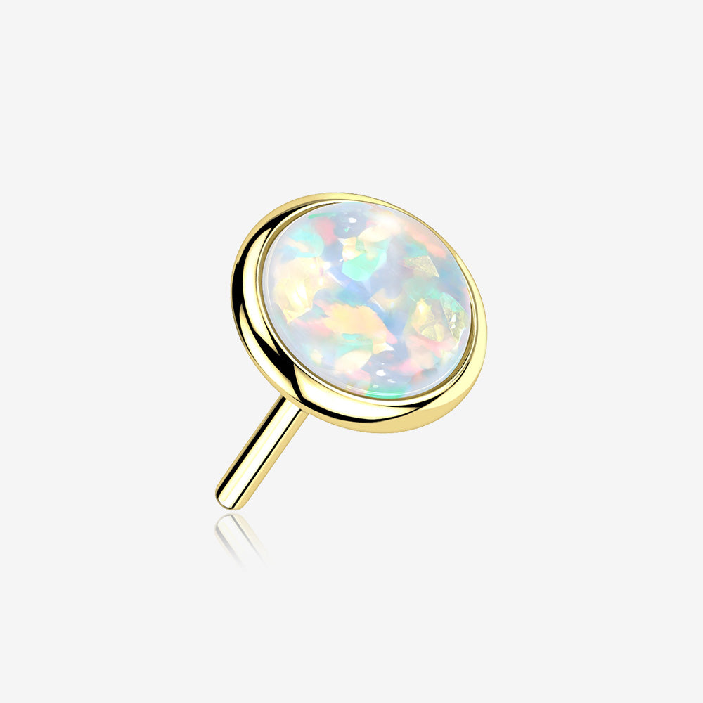 14 Karat Gold OneFit‚Ñ¢ Threadless Bezel Fire Opal Top Part-White Opal
