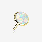 14 Karat Gold OneFit Threadless Bezel Fire Opal Top Part-White Opal