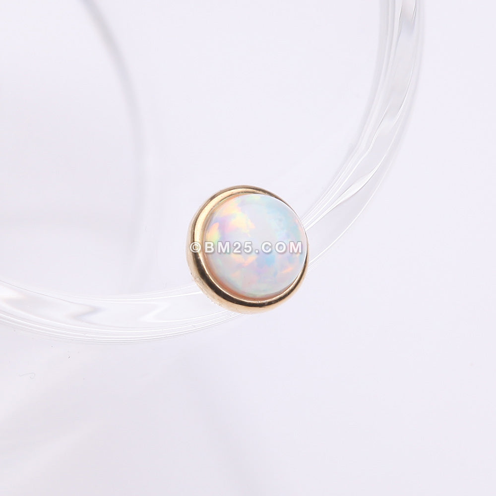 Detail View 1 of 14 Karat Gold OneFit‚Ñ¢ Threadless Bezel Fire Opal Top Part-White Opal