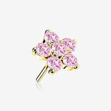 14 Karat Gold OneFit Threadless Spring Flower Sparkle Top Part-Pink