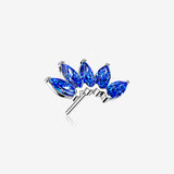 14 Karat White Gold OneFit Threadless Brilliant Marquise Sparkle Flower Top Part-Blue