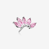 14 Karat White Gold OneFit Threadless Brilliant Marquise Sparkle Flower Top Part-Pink
