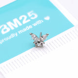 Detail View 3 of 14 Karat White Gold OneFit Threadless Dainty Butterfly Sparkle Top Part-Clear Gem