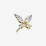 14 Karat Gold OneFit Threadless Dainty Butterfly Sparkle Top Part-Clear Gem