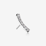 14 Karat White Gold OneFit Threadless Brilliant Sparkle Gems Journey Curve Top Part-Clear Gem