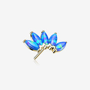 14 Karat Gold OneFit Threadless Brilliant Marquise Fire Opal Flower Top Part
