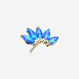 14 Karat Gold OneFit Threadless Brilliant Marquise Fire Opal Flower Top Part-Blue Opal