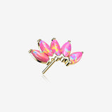 14 Karat Gold OneFit Threadless Brilliant Marquise Fire Opal Flower Top Part-Pink Opal