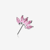 14 Karat White Gold OneFit Threadless Brilliant Marquise Sparkle Flower Front Facing Part-Pink