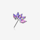 14 Karat White Gold OneFit Threadless Brilliant Marquise Fire Opal Flower Front Facing Part-Purple Opal