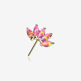 14 Karat Gold OneFit Threadless Brilliant Marquise Fire Opal Flower Front Facing Part-Pink Opal