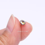 Detail View 2 of Implant Grade Titanium OneFit Threadless Bezel Set Sparkle Gem Top Part-Aurora Borealis