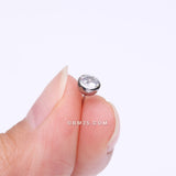 Detail View 2 of Implant Grade Titanium OneFit‚Ñ¢ Threadless Bezel Set Sparkle Gem Top Part-Clear Gem