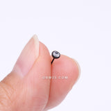Detail View 2 of Implant Grade Titanium OneFit Threadless Blackline Bezel Set Sparkle Gem Top Part-Clear Gem
