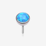 Implant Grade Titanium OneFit Threadless Bezel Set Fire Opal Top Part-Blue Opal