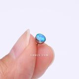 Detail View 2 of Implant Grade Titanium OneFit Threadless Bezel Set Fire Opal Top Part-Blue Opal