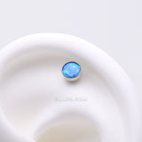 Detail View 1 of Implant Grade Titanium OneFit Threadless Bezel Set Fire Opal Top Part-Blue Opal