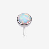 Implant Grade Titanium OneFit Threadless Bezel Set Fire Opal Top Part-White Opal