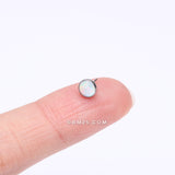 Detail View 2 of Implant Grade Titanium OneFit Threadless Bezel Set Fire Opal Top Part-White Opal