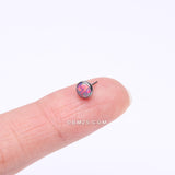 Detail View 2 of Implant Grade Titanium OneFit Threadless Bezel Set Fire Opal Top Part-Purple Opal
