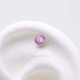 Detail View 1 of Implant Grade Titanium OneFit Threadless Bezel Set Fire Opal Top Part-Purple Opal