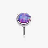Implant Grade Titanium OneFit Threadless Bezel Set Fire Opal Top Part-Purple Opal