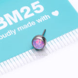 Detail View 3 of Implant Grade Titanium OneFit Threadless Bezel Set Fire Opal Top Part-Purple Opal