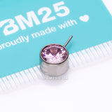 Detail View 3 of Implant Grade Titanium OneFit Threadless Bezel Set Sparkle Front Facing Part-Pink
