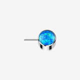 Implant Grade Titanium OneFit Threadless Bezel Set Fire Opal Front Facing Part-Blue Opal
