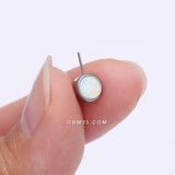 Detail View 2 of Implant Grade Titanium OneFit Threadless Bezel Set Fire Opal Front Facing Part-White Opal