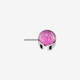 Implant Grade Titanium OneFit Threadless Bezel Set Fire Opal Front Facing Part-Pink Opal