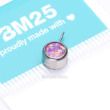 Detail View 3 of Implant Grade Titanium OneFit Threadless Bezel Set Fire Opal Front Facing Part-Pink Opal