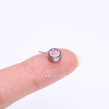 Detail View 2 of Implant Grade Titanium OneFit Threadless Bezel Set Fire Opal Front Facing Part-Pink Opal
