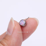 Detail View 2 of Implant Grade Titanium OneFit Threadless Bezel Set Fire Opal Front Facing Part-Purple Opal