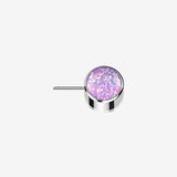 Implant Grade Titanium OneFit Threadless Bezel Set Fire Opal Front Facing Part-Purple Opal