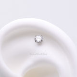 Detail View 1 of Implant Grade Titanium OneFit Threadless Prong Set Sparkle Gem Top Part-Clear Gem
