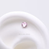 Detail View 1 of Implant Grade Titanium OneFit Threadless Prong Set Sparkle Gem Top Part-Pink