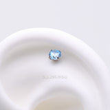 Detail View 1 of Implant Grade Titanium OneFit Threadless Prong Set Sparkle Gem Top Part-Aqua