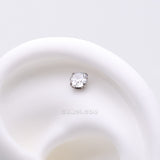 Detail View 1 of Implant Grade Titanium OneFit Threadless Prong Claw Set Sparkle Gem Top Part-Clear Gem
