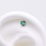 Detail View 1 of Implant Grade Titanium OneFit Threadless Prong Claw Set Sparkle Gem Top Part-Emerald