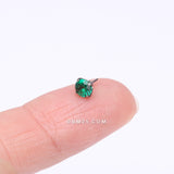 Detail View 2 of Implant Grade Titanium OneFit Threadless Prong Claw Set Sparkle Gem Top Part-Emerald